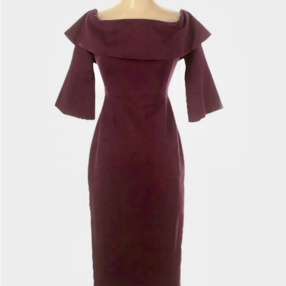 Aritzia Babaton Giovanni Midi Fitted Sheath Dress Deep Plum Size 0